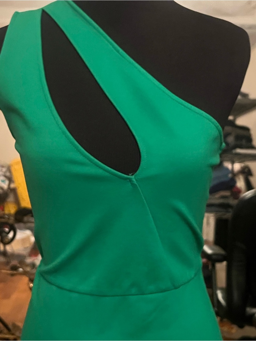 Super down+Revolve One-Shoulder Emerald Green Dress with Cutout